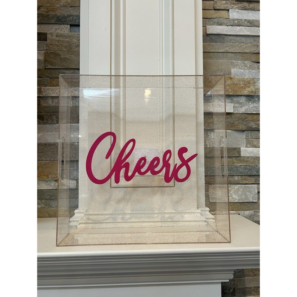 Ashland Cheers Glitter Acrylic Serving Party Tray 12x12 in